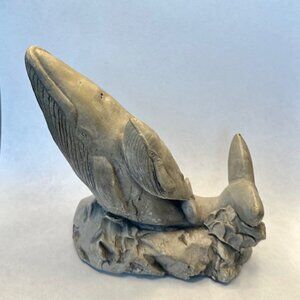 Vintage Mt St. Helen's Volcanic Ash Grey Whale & Calf Figurine